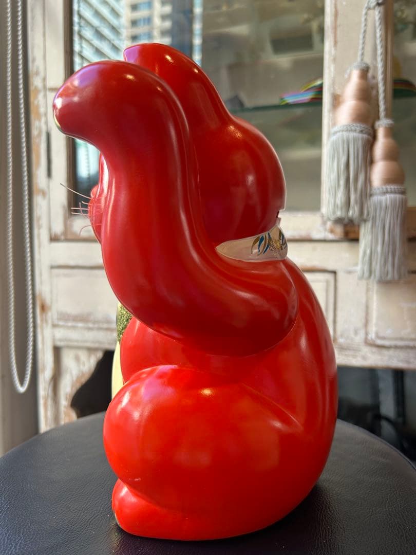 無病息災&良縁を招く⭐︎招き猫⭐︎常滑焼⭐︎赤⭐︎左手あげ⭐︎貯金箱