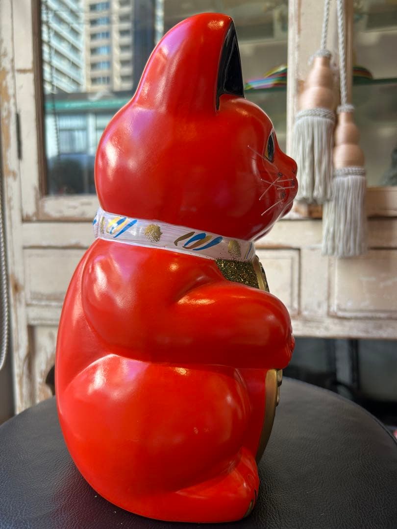 無病息災&良縁を招く⭐︎招き猫⭐︎常滑焼⭐︎赤⭐︎左手あげ⭐︎貯金箱