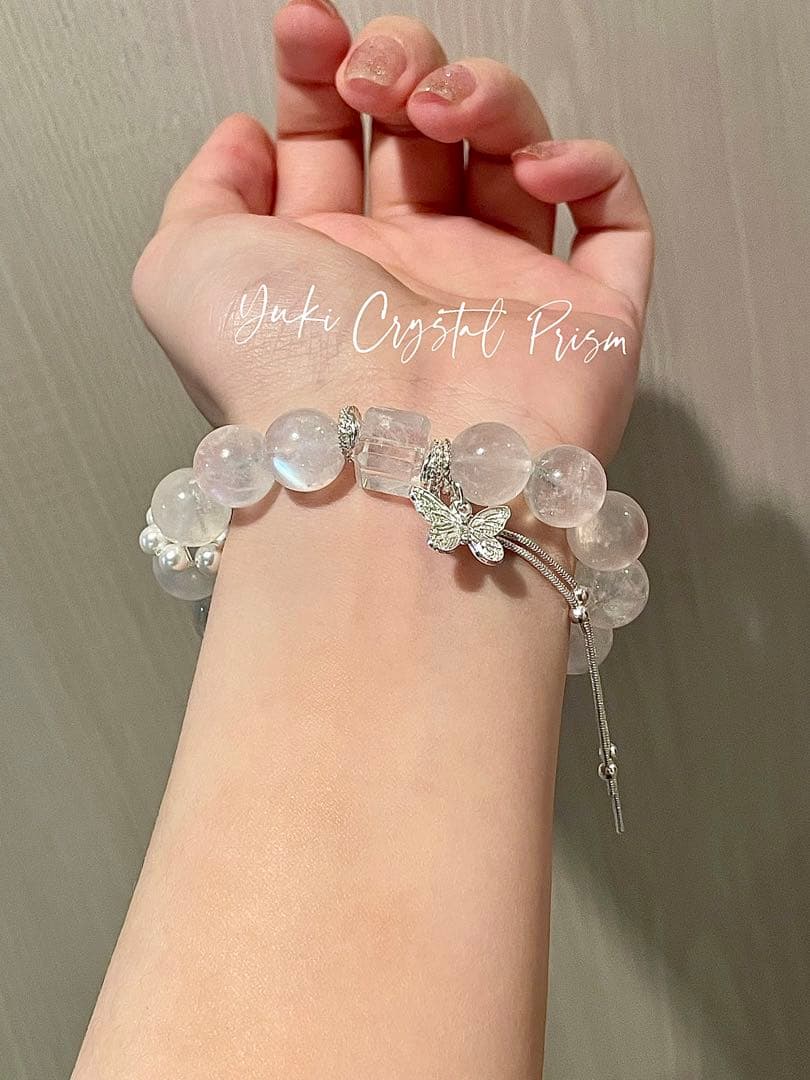 ブルームーンストーン×エンジェルラダー天然石ブレスレットYuki Crystal