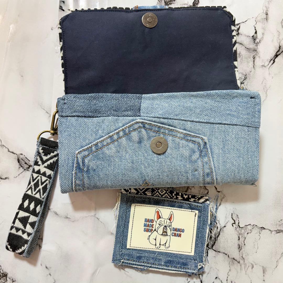 デニムリメイク　財布　ネイティブ柄　一点物