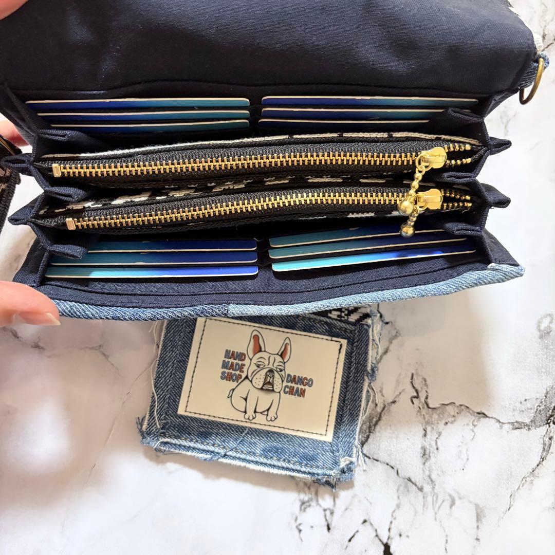 デニムリメイク　財布　ネイティブ柄　一点物