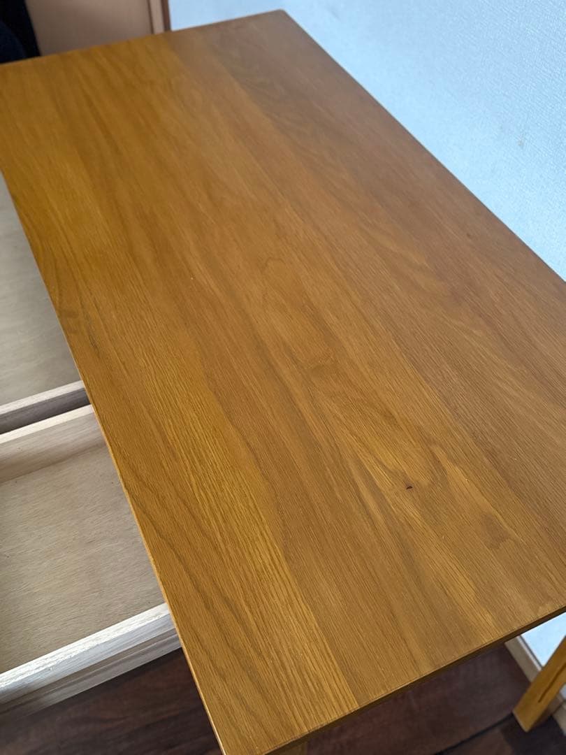 【送料込み】無印良品 木製デスク オーク材 学習机　引き出し付き