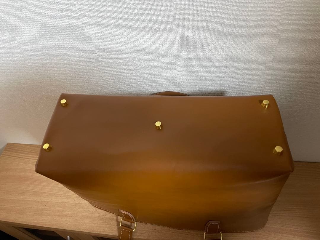 068.トートバッグ ブラウン系キャメル 牛革 A4サイズ ハンドメイド