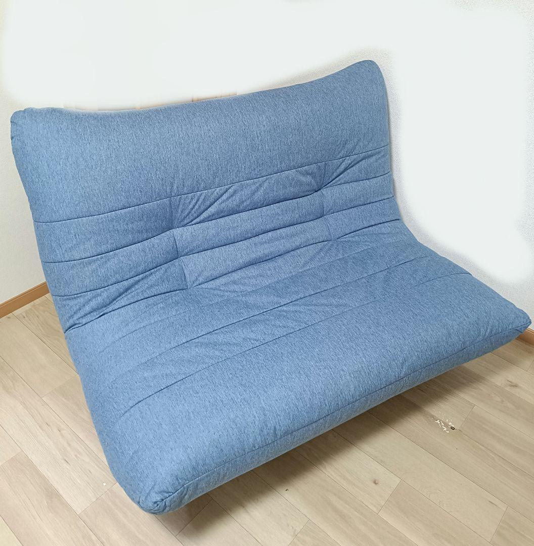 リーンロゼ　トーゴ風　ソファ　二人掛け　ブルー　青