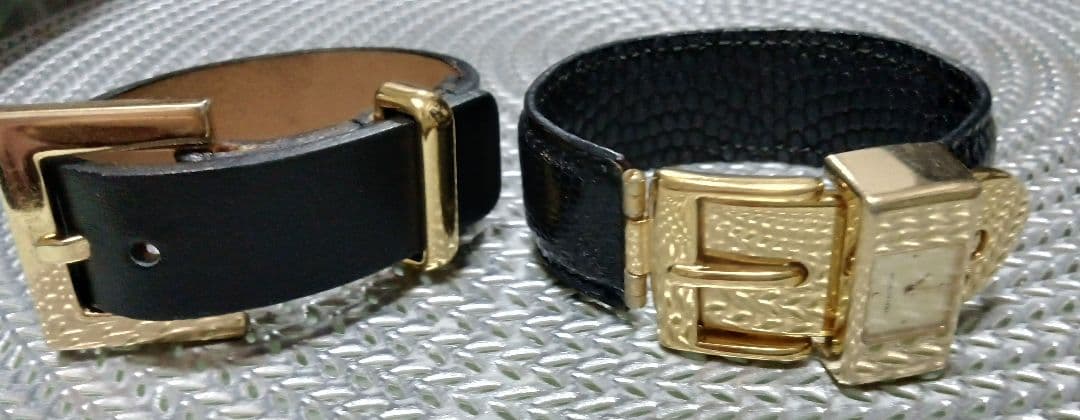 トキオクマガイTokio Kumagai 腕時計希少 稼働品グッチレザーバングル