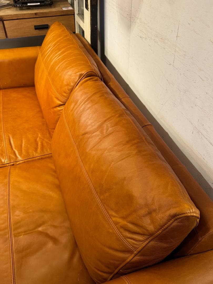 offer9　Richソファ　２.５P　総革張り　キャメルブラウン