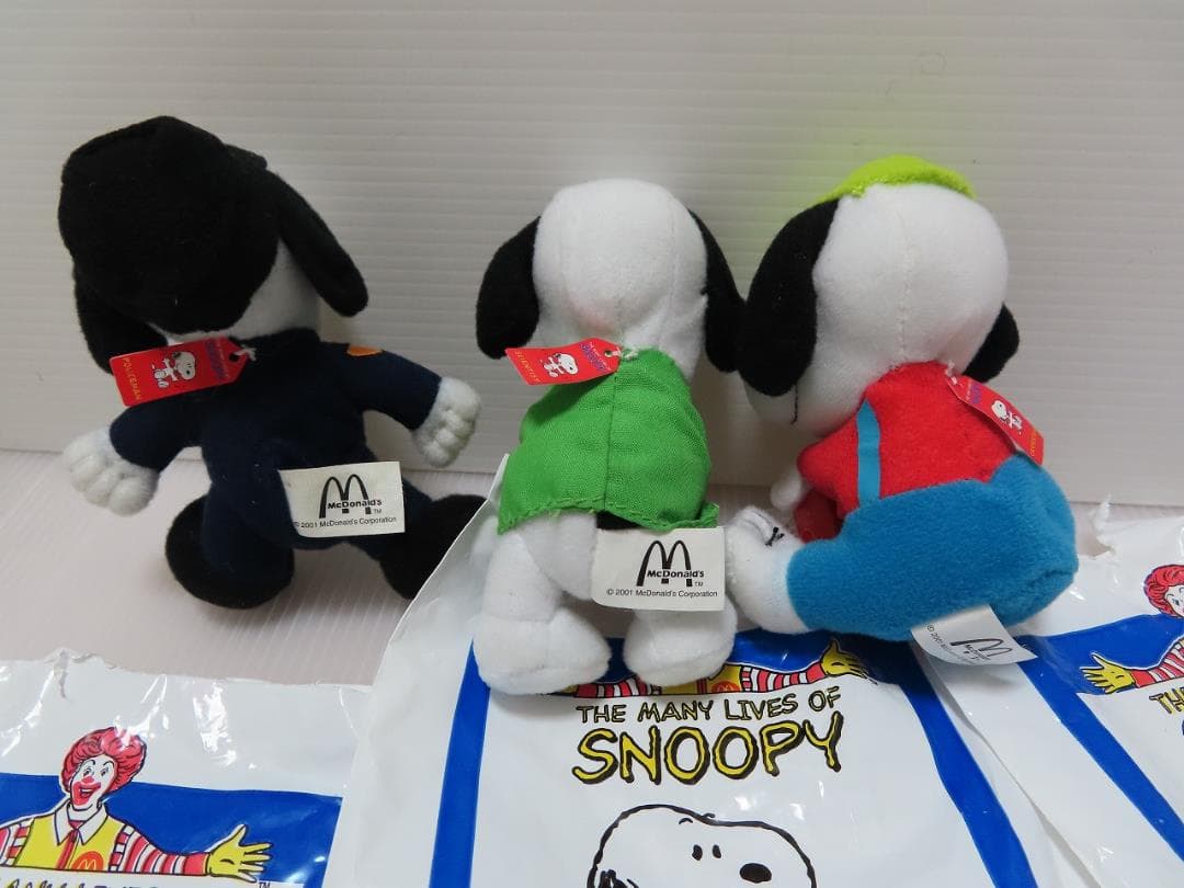 2001年 マクドナルド スヌーピー ぬいぐるみ 3個セット - メルカリ