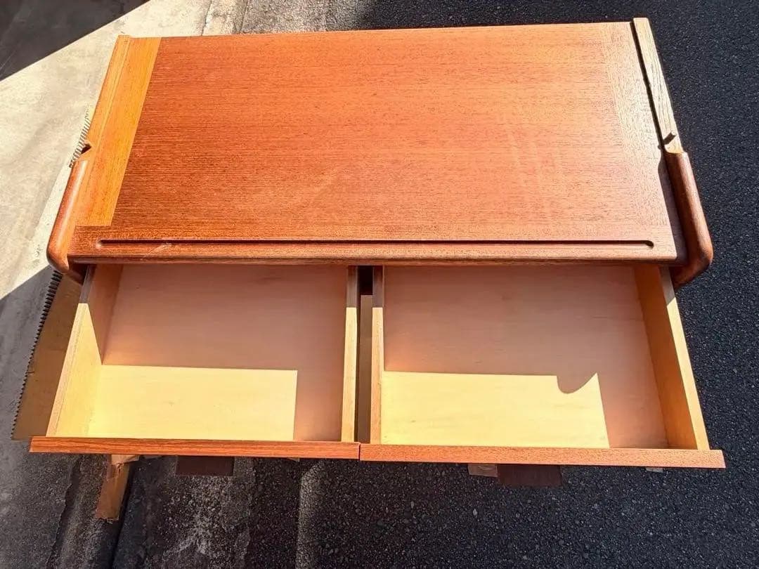 70年代ビンテージ　天然木チーク材 ライティングビューロー勉強机デスク