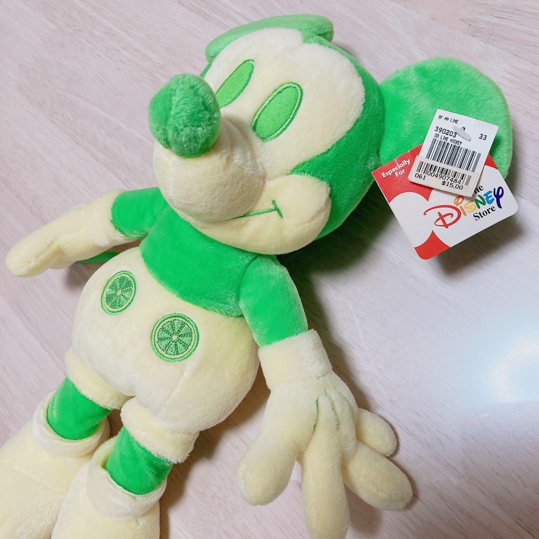 【超希少】ミッキーマウス　ディズニーストア　ライム　ぬいぐるみ　年代物　激レア
