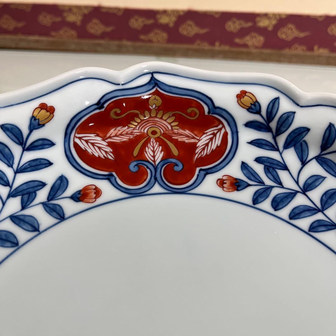 源右衛門 古伊万里風錦唐花 大皿2枚 25㎝