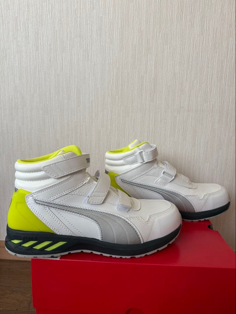 PUMA ハイカット安全靴 ライダー ホワイト/イエロー 27cm
