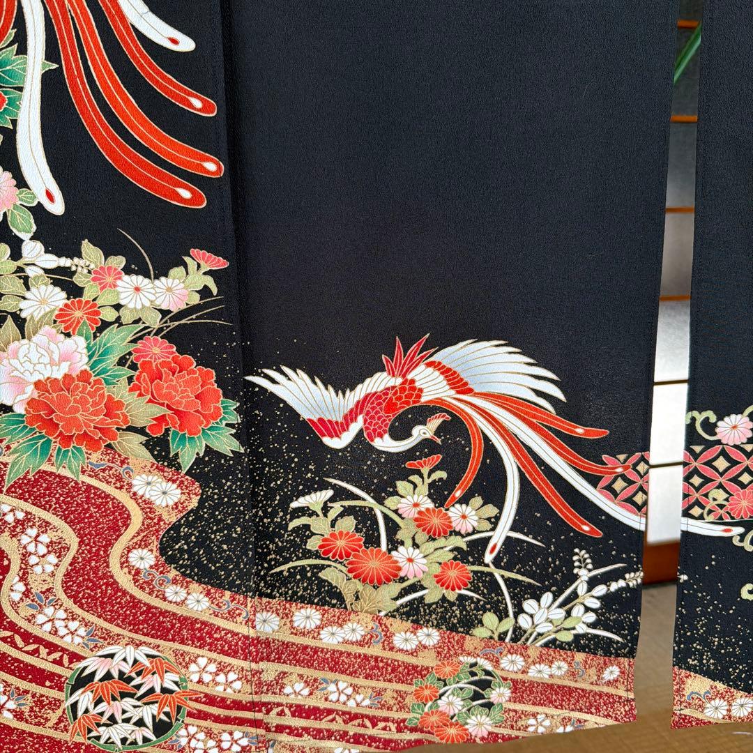 鳳凰模様の和風のれん　着物素材リメイク、ゴージャスな暖簾のれん！