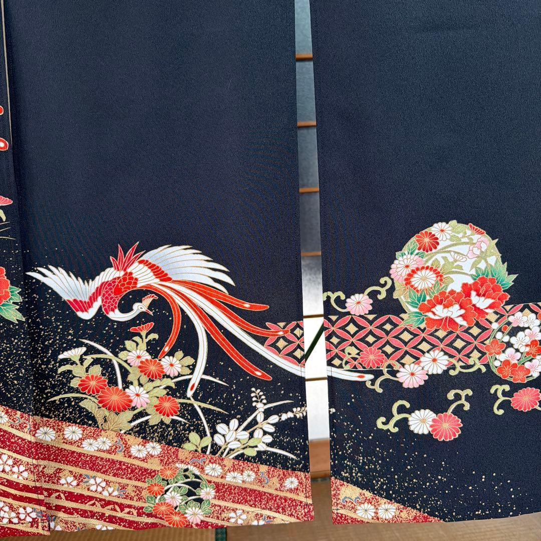 鳳凰模様の和風のれん　着物素材リメイク、ゴージャスな暖簾のれん！