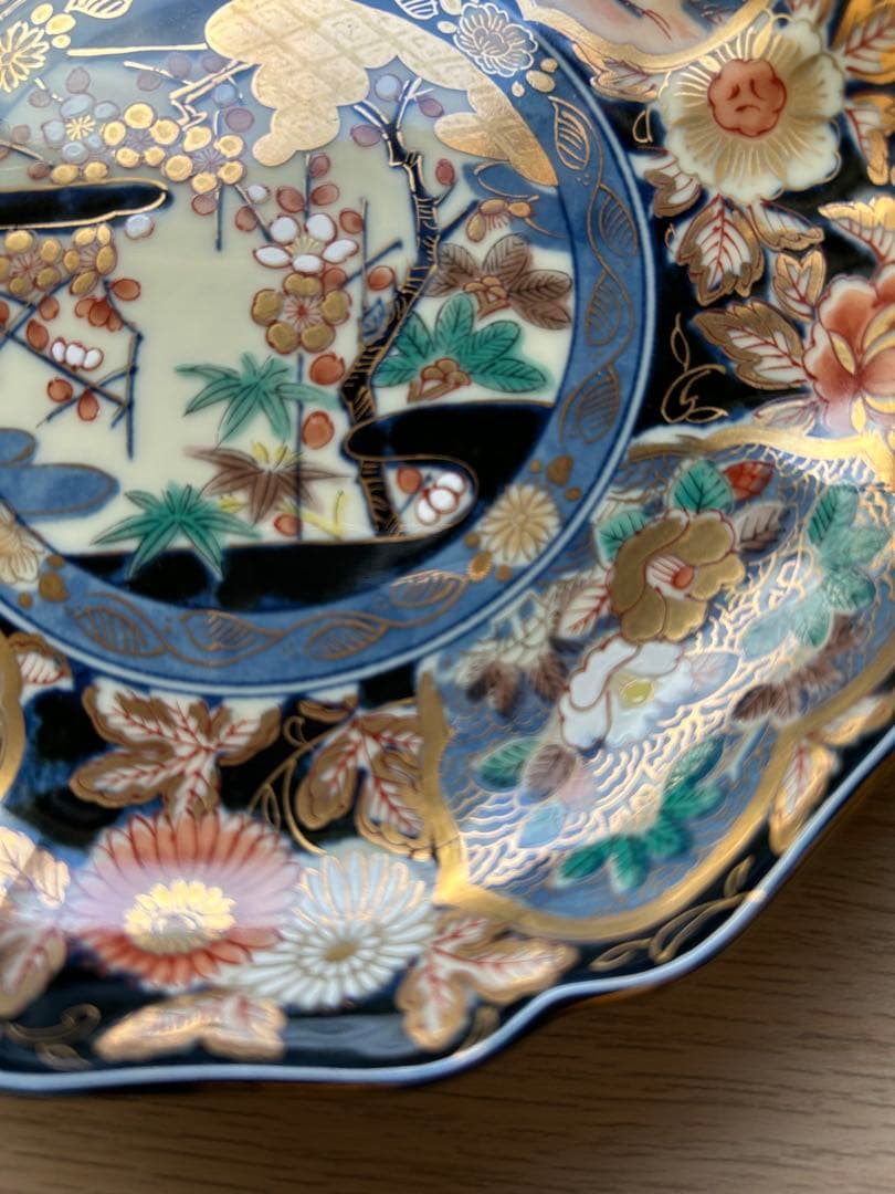 龍峰窯 染錦牡丹菊皿 金彩 八角輪花皿 - メルカリ