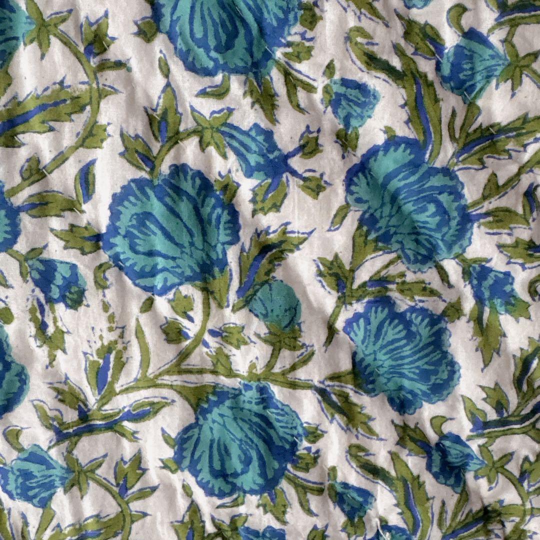 未使用※訳アリ インド ブロックプリント 中綿入りベビーキルト