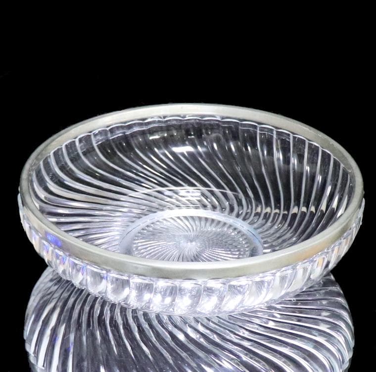 オールド・バカラ 超特大サイズ 7.6kg 41cmバンブー 銀 特大 ガラス鉢