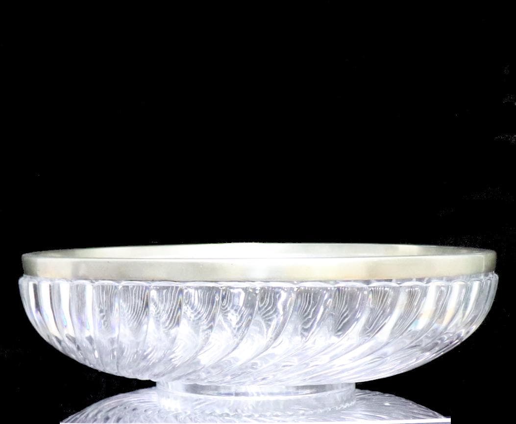 オールド・バカラ 超特大サイズ 7.6kg 41cmバンブー 銀 特大 ガラス鉢