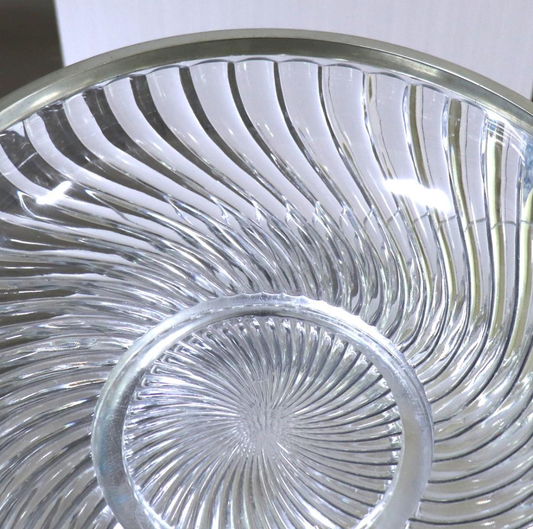 オールド・バカラ 超特大サイズ 7.6kg 41cmバンブー 銀 特大 ガラス鉢