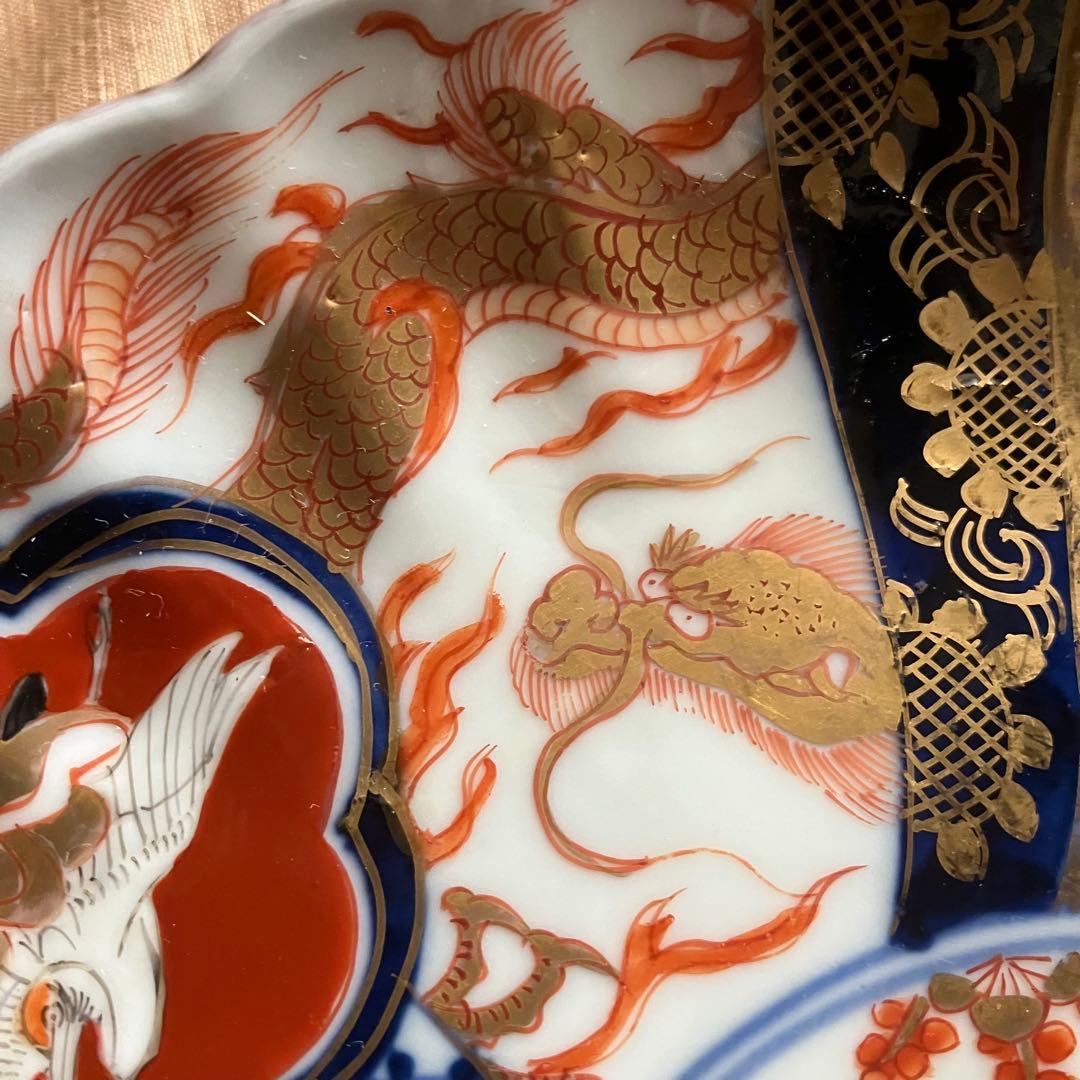 オールド深川製磁 皿 明治 大正 龍 鳳凰 松竹梅 古伊万里 ジャポニスム