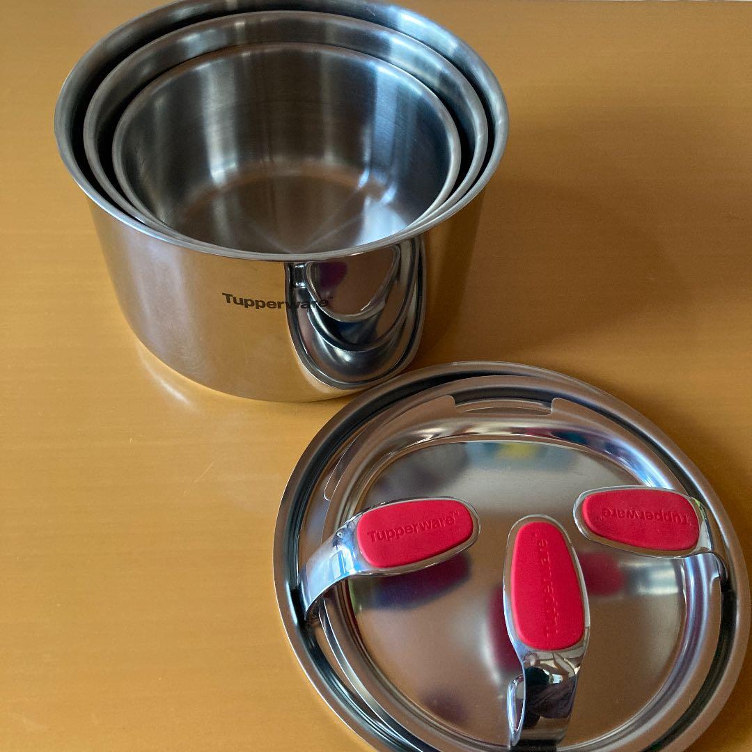 タッパーウェア コンパクト三層鍋 ハンドル付き（新品） - メルカリ
