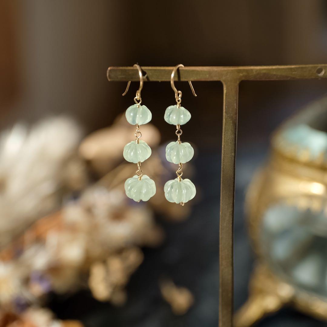 14kgfプレナイトパンプキンカービングピアス/イヤリング