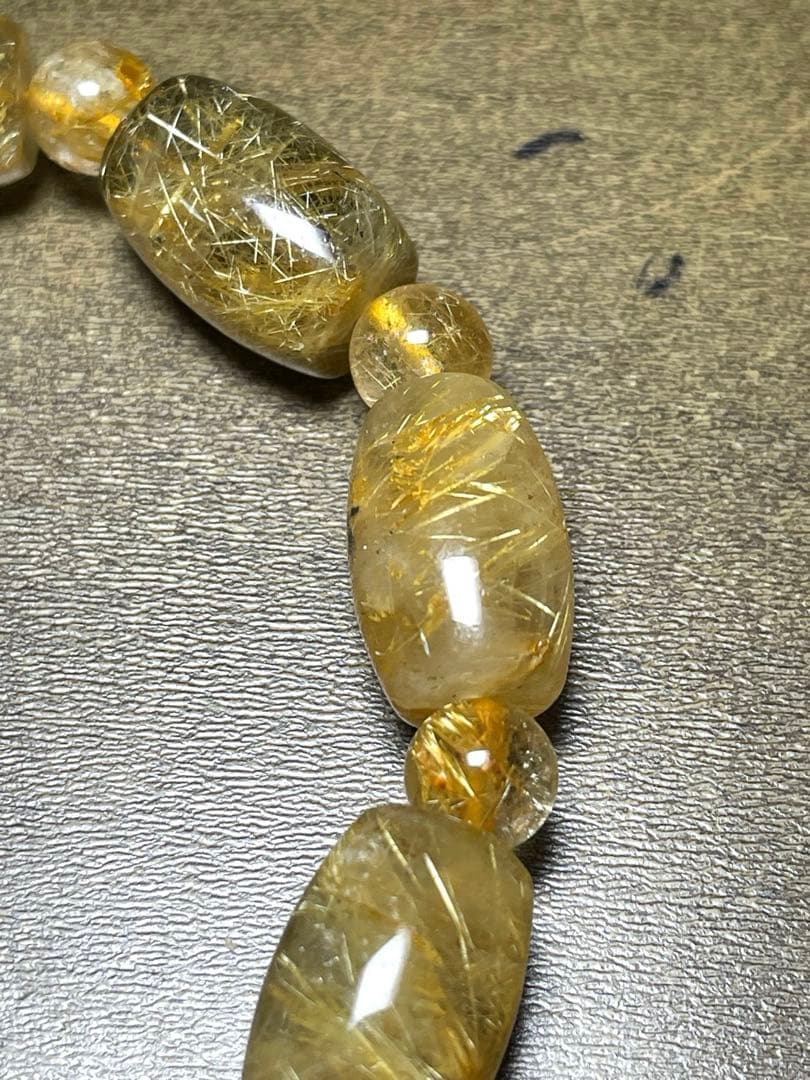 わかふぃんゴールドタイチンルチル樽型ブレス約11㎜2個セット