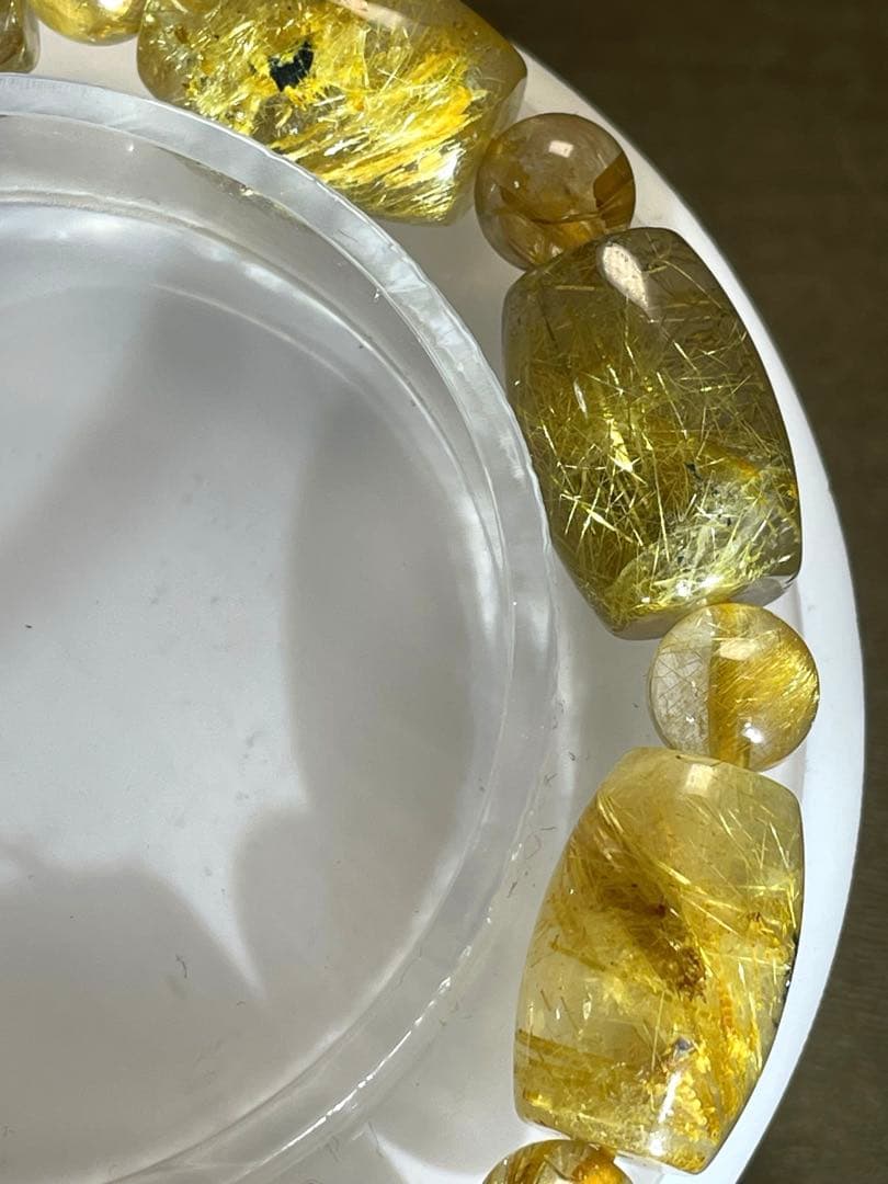 わかふぃんゴールドタイチンルチル樽型ブレス約11㎜2個セット