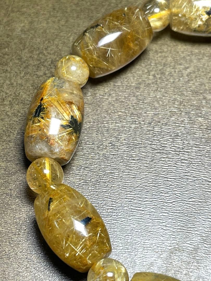 わかふぃんゴールドタイチンルチル樽型ブレス約11㎜2個セット