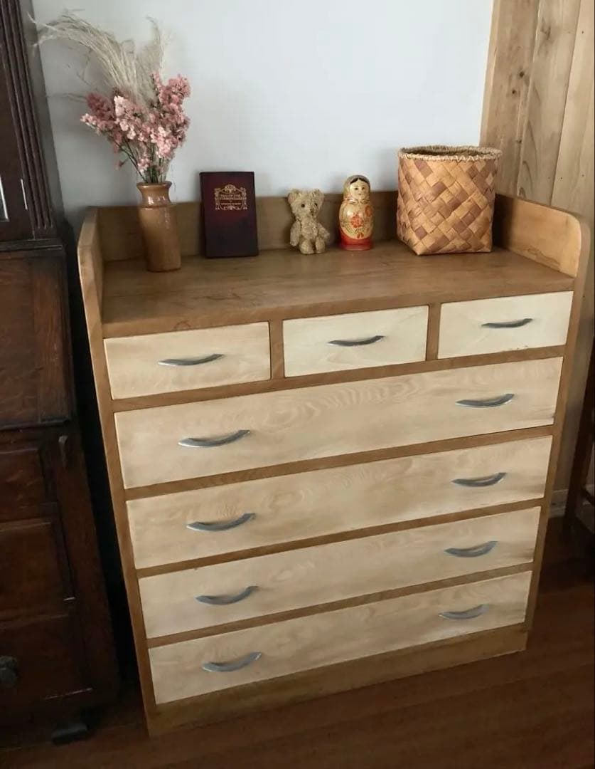 古道具・古家具・ヴィンテージ　木製チェスト　引き出し　箪笥　タンス　収納　無垢材