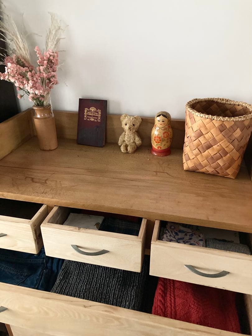 古道具・古家具・ヴィンテージ　木製チェスト　引き出し　箪笥　タンス　収納　無垢材