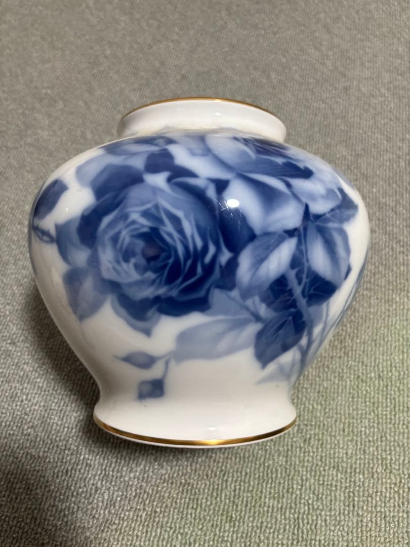 大倉陶園 ブルーローズ 20㎝花生 フラワーベース【美品】