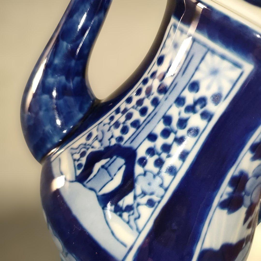 A1352-9/有田焼/深川製磁/染付花唐草文VOCポット/茶器/茶道具/煎茶器