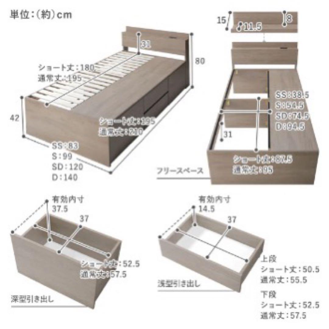 【2/22まで】【引き取り歓迎】ホワイト ベッドフレーム 大容量収納