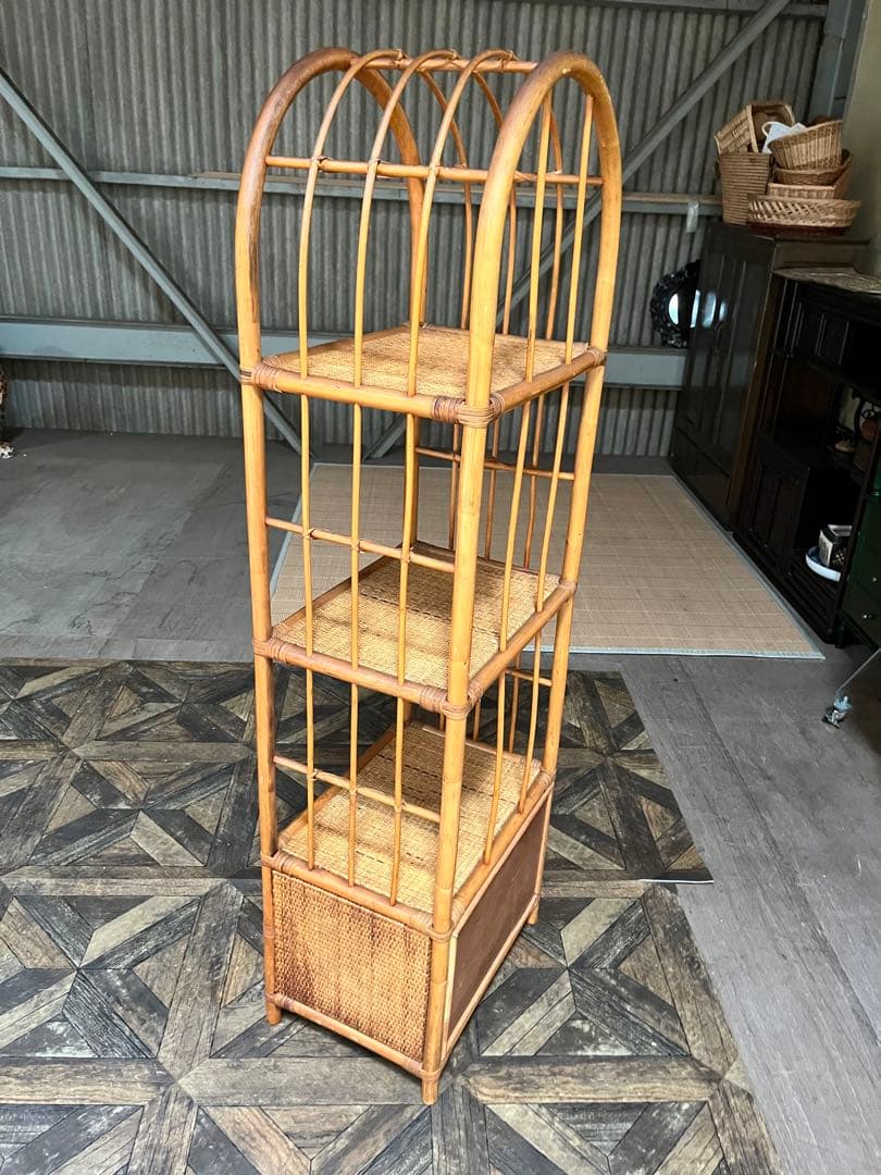 アーチ型 籐 ラタン 棚 インテリア 昭和レトロ 飾り棚