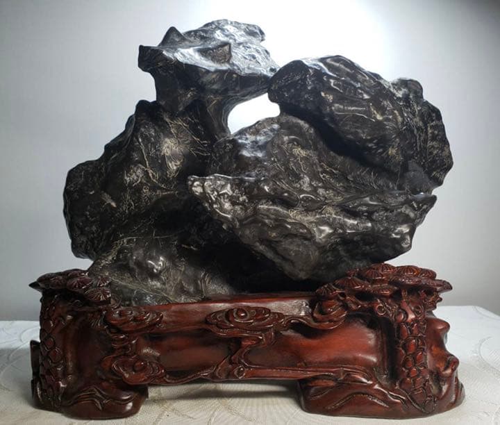 6308 霊璧石 桐箱付 『瑞雲』 横30(cm) 8.48kg太湖石