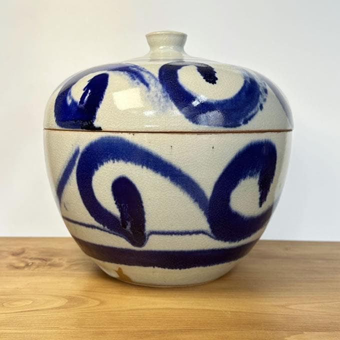 やちむん 大嶺工房 大嶺實清 作 呉須染付合子 大 新しい