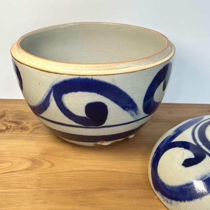 やちむん 大嶺工房 大嶺實清 作 呉須染付合子 大 新しい