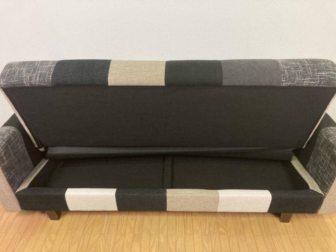 パッチワークソファ おしゃれ 3人掛け 収納付き ソファベッド 三人掛け 総柄