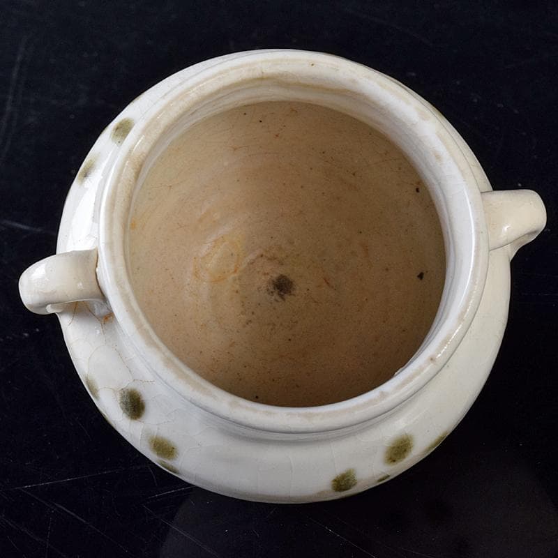 中国 磁州窯白釉 褐彩 双耳小壷 C R8242