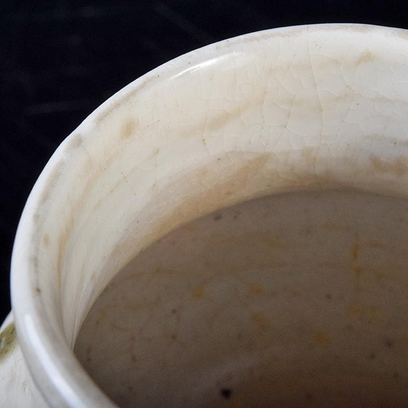 中国 磁州窯白釉 褐彩 双耳小壷 C R8242