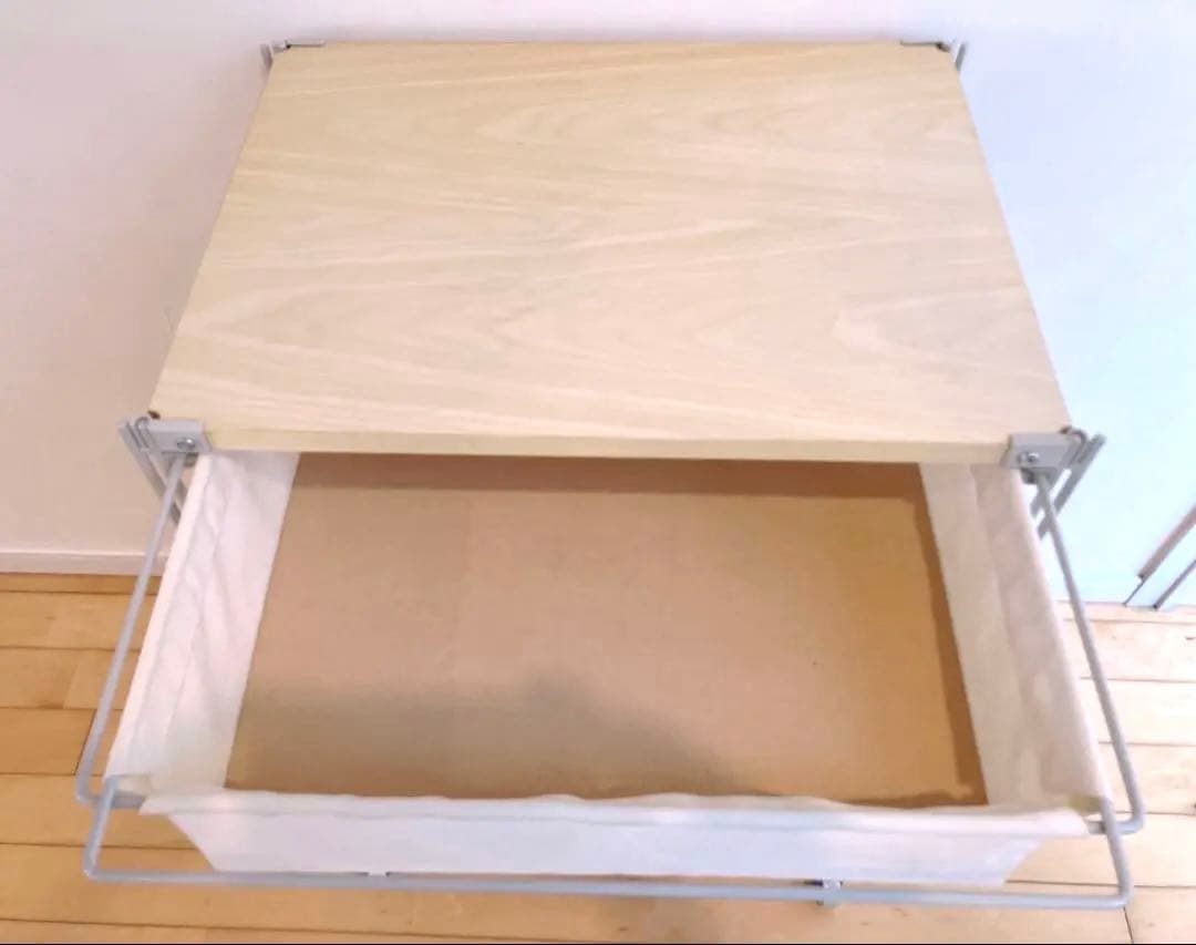 【美品 送料込 完成品】スチールユニットシェルフ 帆布バスケットセット