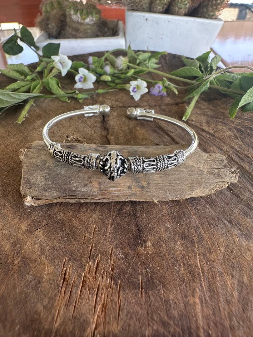 シルバー925 護符モチーフ バングル ブレスレット｜守護・開運・マントラ