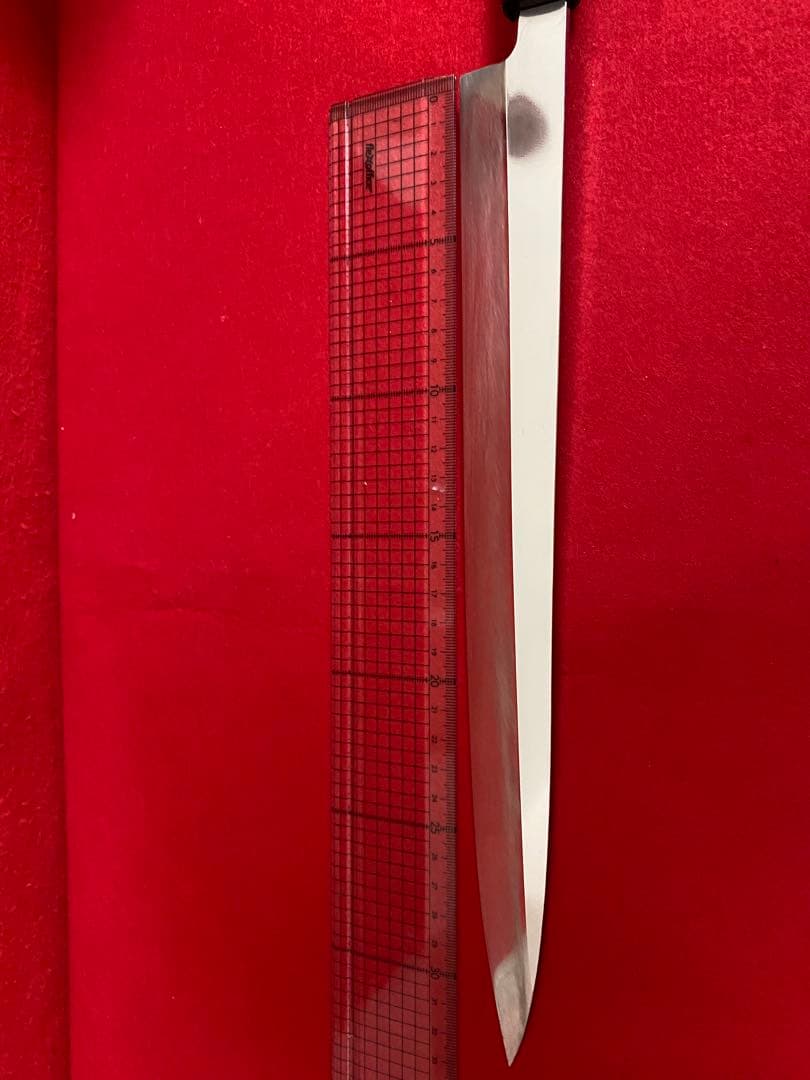 柳刃包丁 尺一　刺身包丁 鏡面仕上げ 黒檀黒水牛八角柄