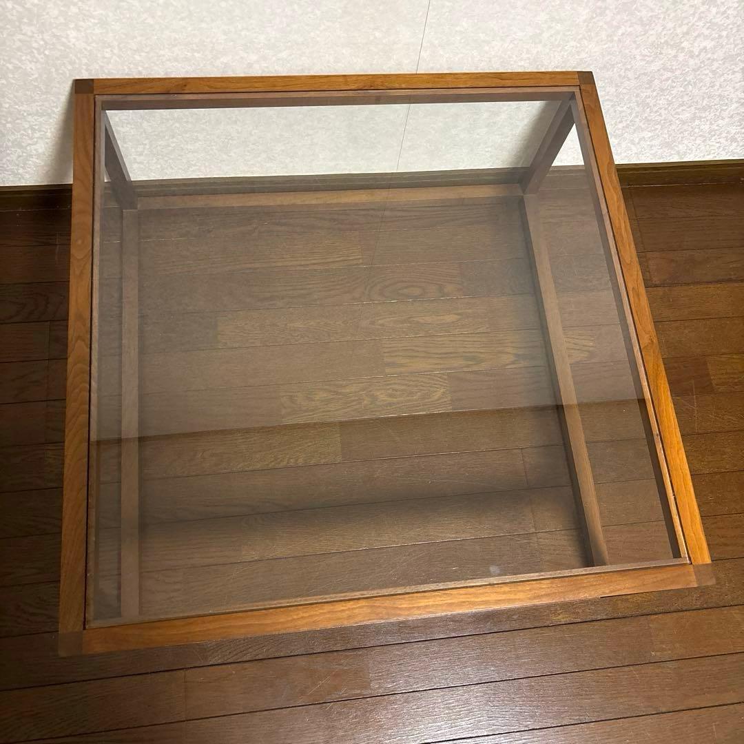 【美品】北欧モダン スクエア ガラステーブル リビングテーブル