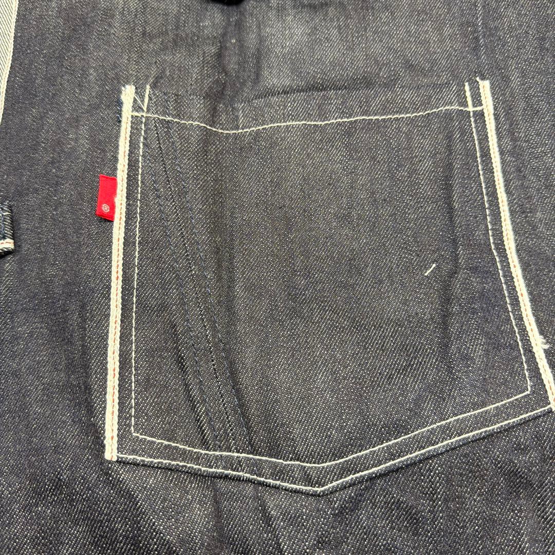 デニム割烹着 ダークブルー 長袖