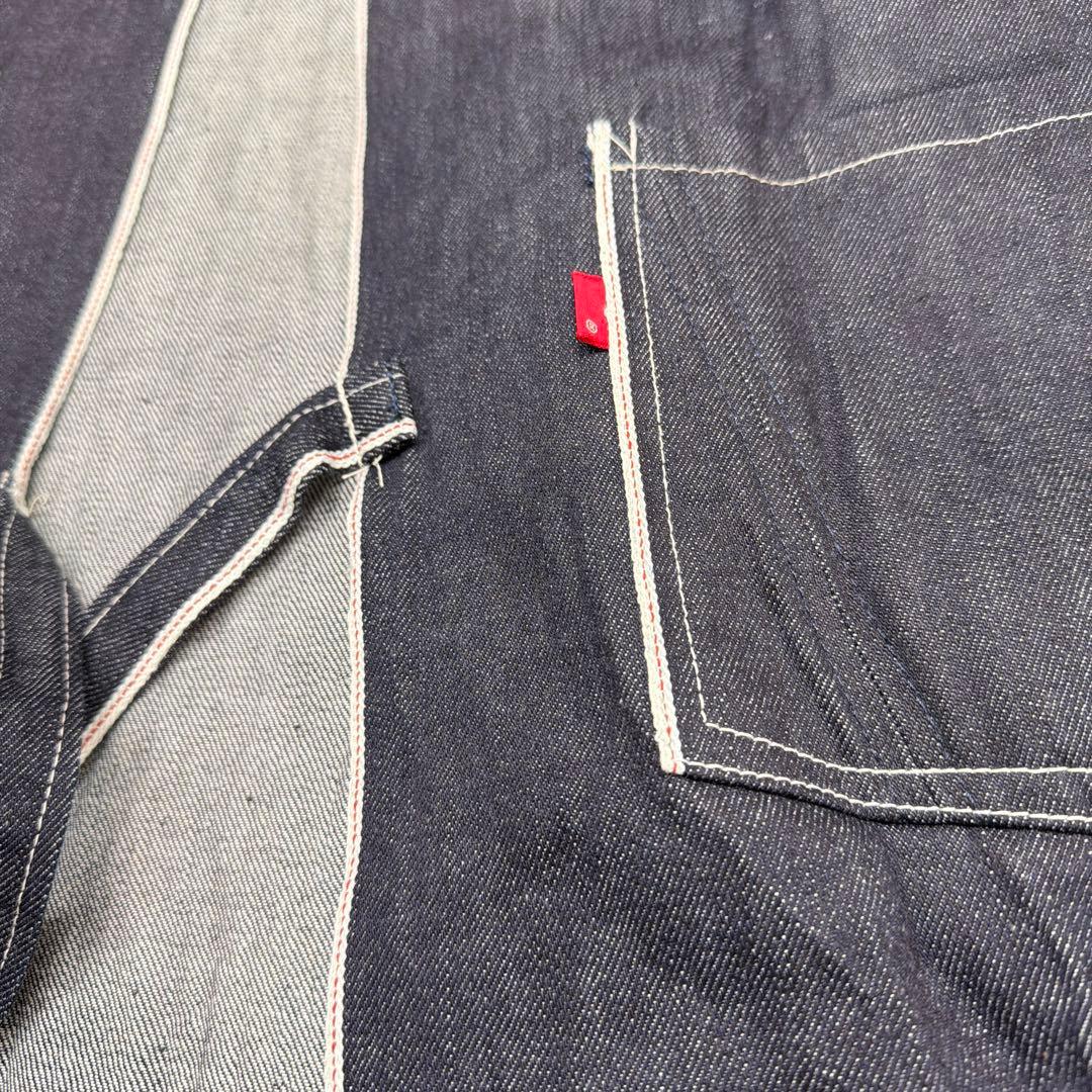 デニム割烹着 ダークブルー 長袖