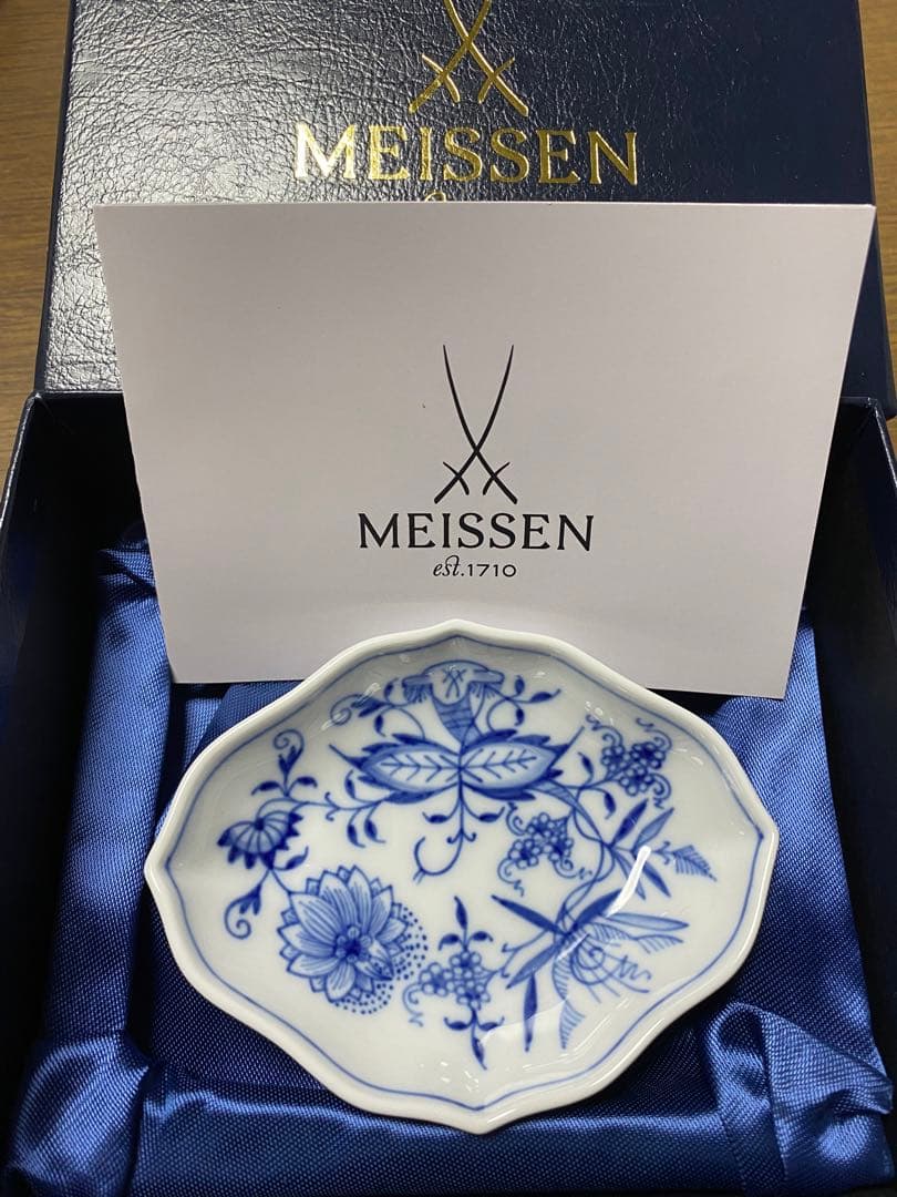 MEISSEN 花と蝶模様 八角形皿 ギフトボックス付き