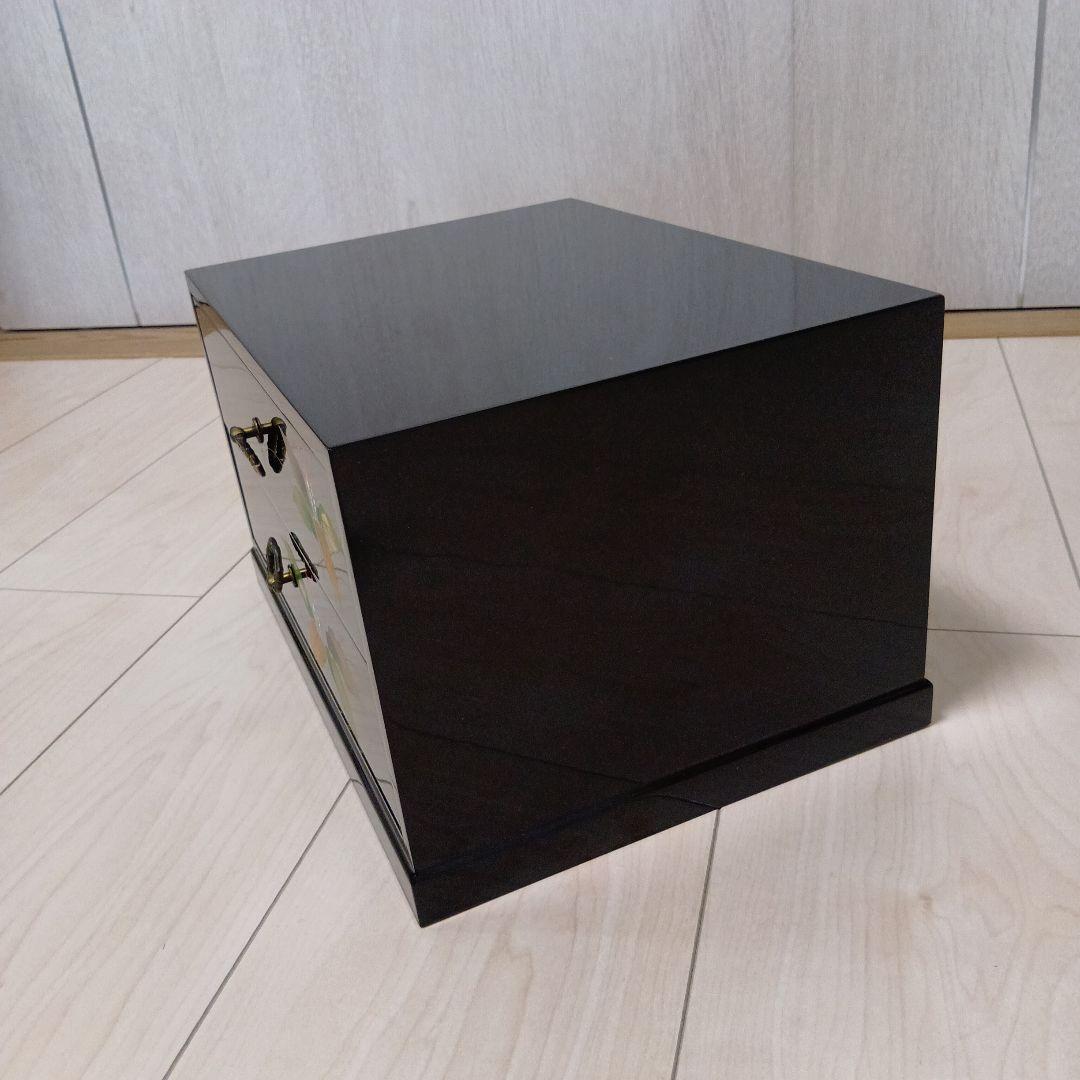 黒 引き出し 収納 ふたり静 会津塗り 昭和レトロ 二つ引きタンス