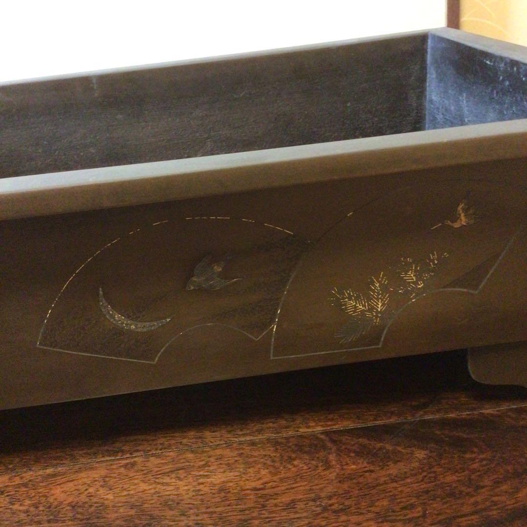 水盤　真鍮　花器　華道具　いけばな　双獣耳　時代物　骨董品　工芸品