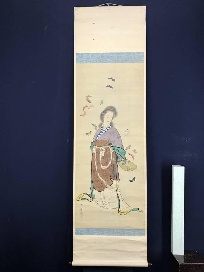 真作】義原一窓/唐美人に蝶図/美人図/掛軸☆宝船☆AD-602 - メルカリ